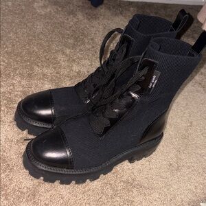 Kate Spade Black Knit Combat Boots